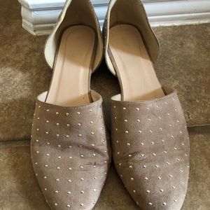 Studded faux suede ballet flats